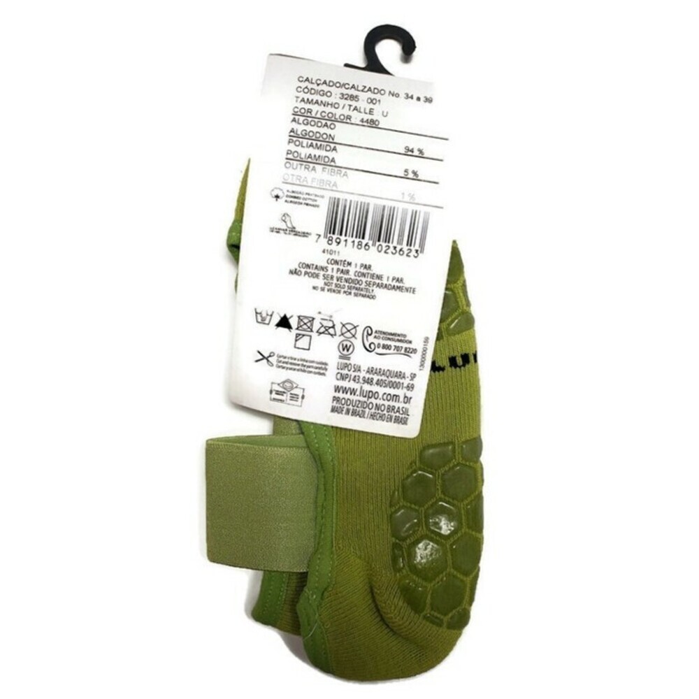 LUPO Solid Yoga-Pilates Socks With Grippers Lime One Size Fits (5-8.5) - Picture 2 of 4